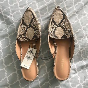 NWT Express- Snake Skin Slip-On Mules shoes